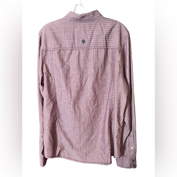 PrAna Men's Button Up Long Sleeve Shirt Medium Striped Pockets - Picture 2 of 4